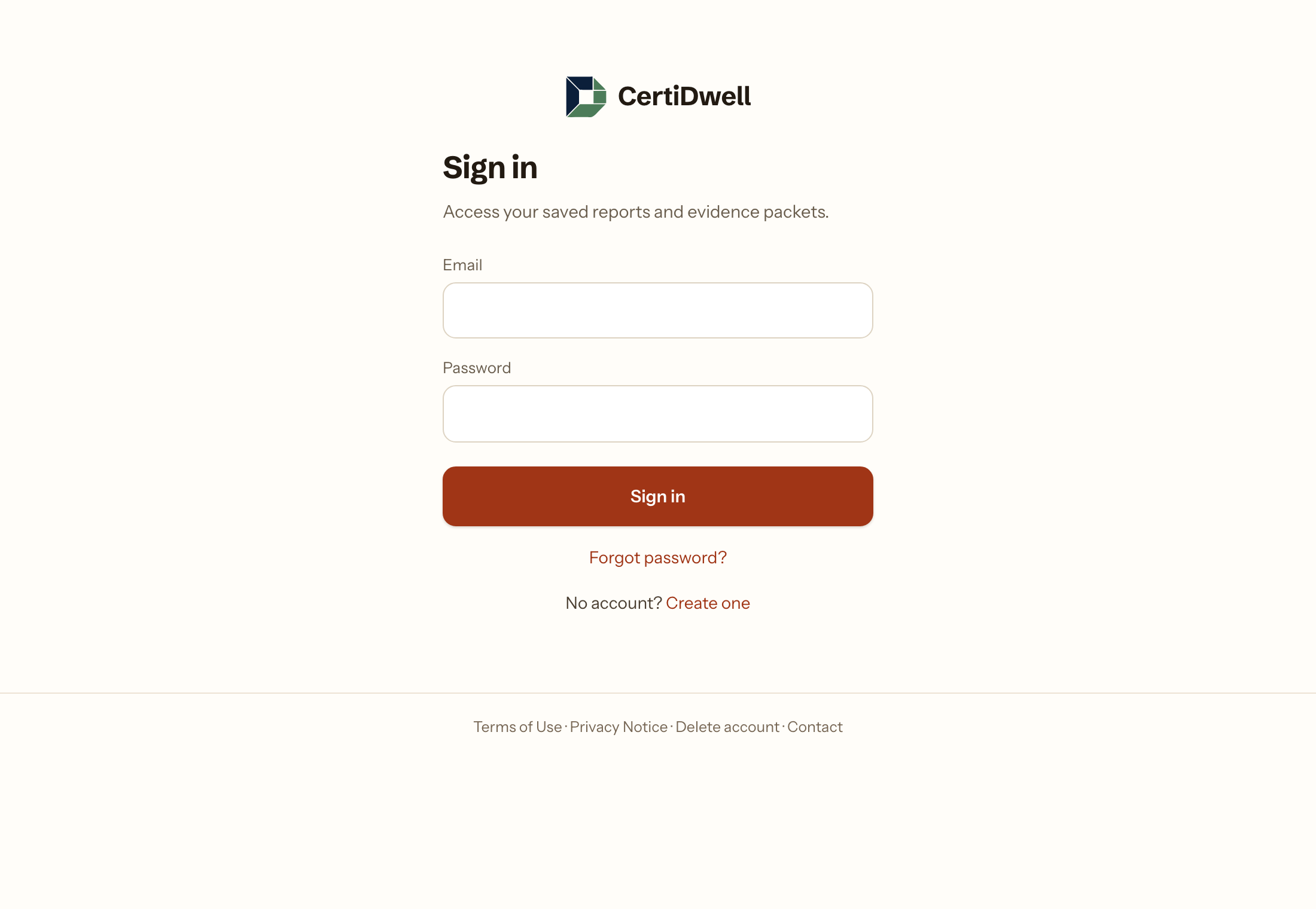 The sign-in page. "Continue with Google" appears above the form only if Google sign-in has been configured for your installation.